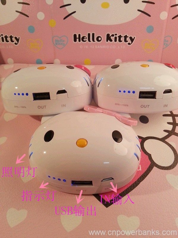 Lithium polymer cell power bank Flashlights Hello Kitty power bank 5 Character-Theme Power Bank for Licensed Gift Programs