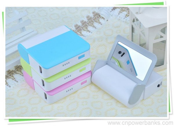 4400mah mini portable charger power bank with Mirror Stand and Mobile Phone Holder Mirror-Stand Power Bank and Phone Holder