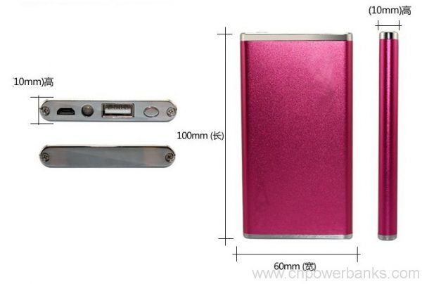 6000mah portable mobile universal USB ultra slim power bank charger 2 Ultra-Slim Aluminum Power Bank with LED Torch