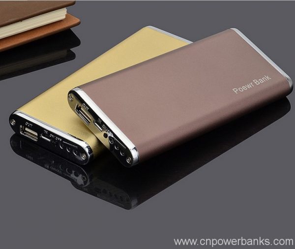6000mah portable mobile universal USB ultra slim power bank charger 6 Ultra-Slim Aluminum Power Bank with LED Torch