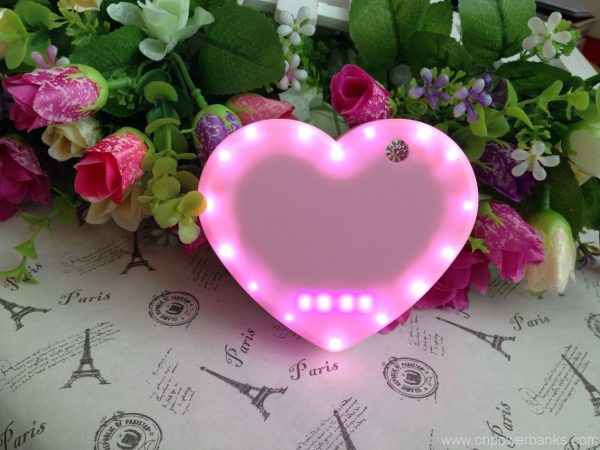 Lovely heart 5200mAh portable charger for Samsung/Iphone and all the smartphones 2 Aluminum Heart Power Bank for Couple Gifting