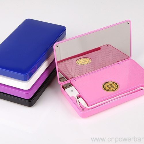 Mirror Power Bank with Built-in Cable for Handbags