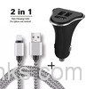 2 in 1 Micro/8 pin USB Data Cable for iphone charger mobile 3 Three-Port Car Charger Kit with 2-in-1 Cable