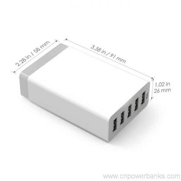 5 бандарҳои QC 2.0 5Пуркунандаи V8A 50W Desktop USB зуд бо Иттиҳоди Аврупо ва ё ИМА дар роёнаатон 5