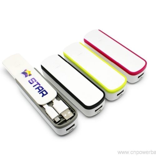 Power bank 2600mah with built-in Cable 2 Front-Desk Loaner Power Bank with Built-In Cable